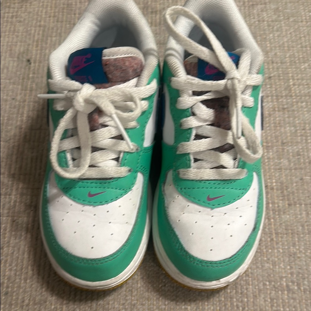 Nike Green and White Air Force 1 Sneakers Little Kids size 9.5